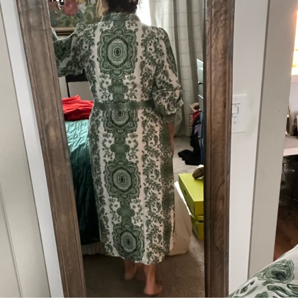 Anthropologie Green and White Long Sleeve Dress - Picture 2 of 7